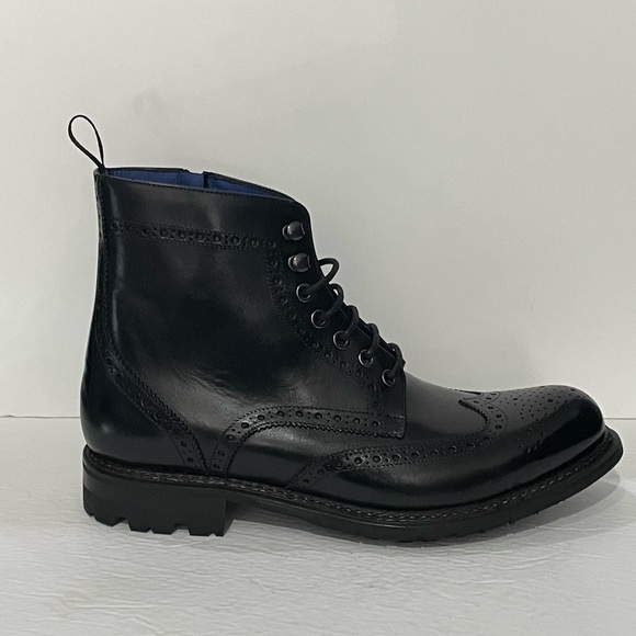 Emilio Franco boot chelsea chukka black wingtip lace up side zipper - Picture 3 of 5